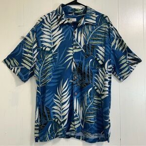 JOE MARLIN Summer Vacation Blue Hawaiian Short Sleeve Button Down Shirt Size XL.